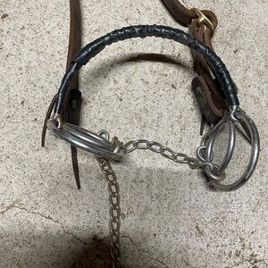 Metal nosed Horse gag Bit with Chain -